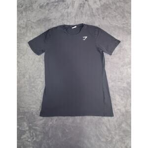 Gymshark Shirt Mens Sz L Black Short Sleeve Athletic Performance Gym C28-50